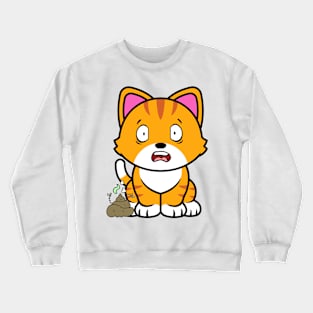 Funny orange cat smells stinky poo poo Crewneck Sweatshirt